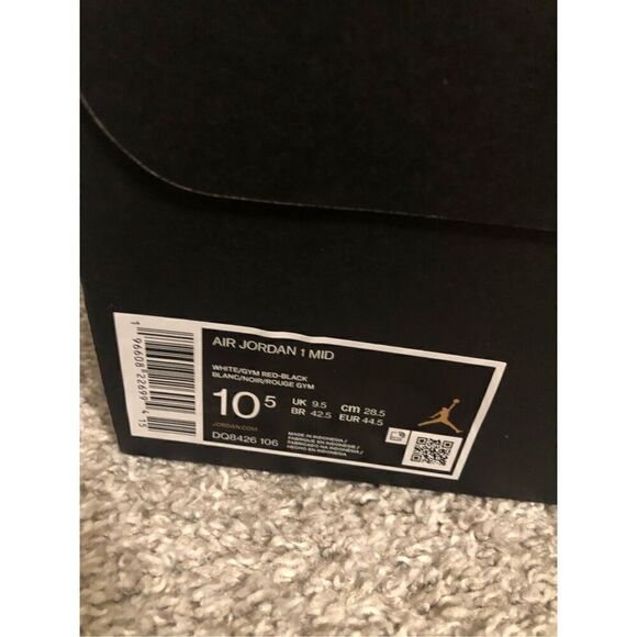 Jordan 1 Mid Black/ Gym Red Men’s Size 10.5